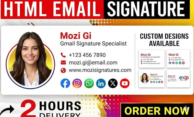 make clickable HTML email signature for gmail, outlook etc