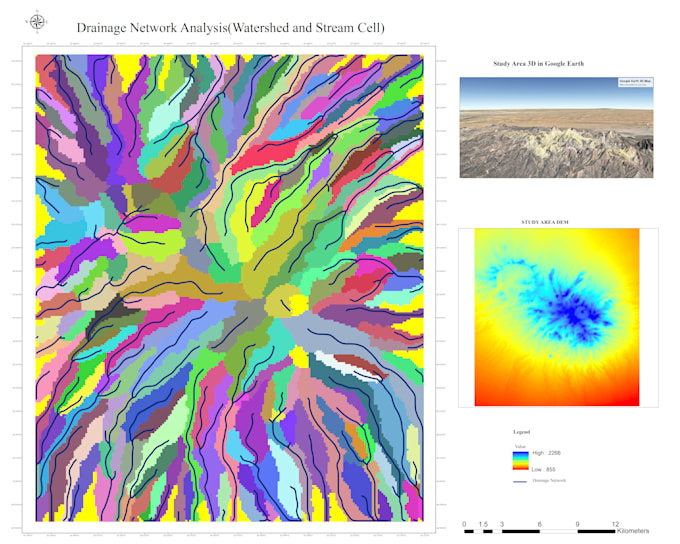 perform watershed analysis, drainage network extraction and gis hydrology