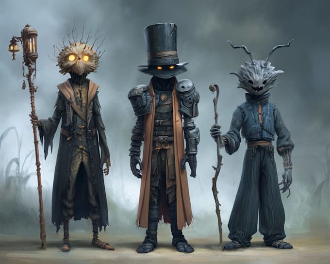 create dark fantasy horror character art