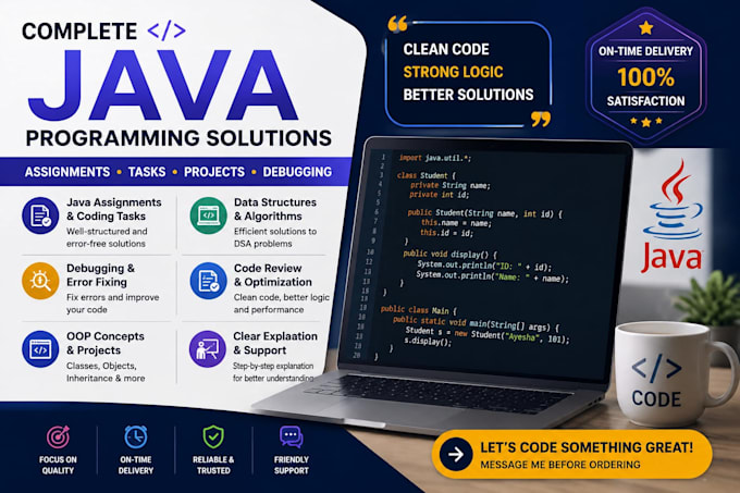 provide java programming, oop, debugging and project support