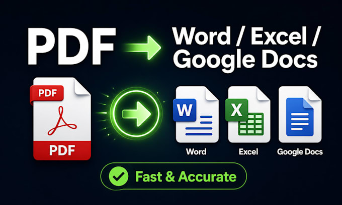 convert your PDF to word, excel or google docs fast and accurately
