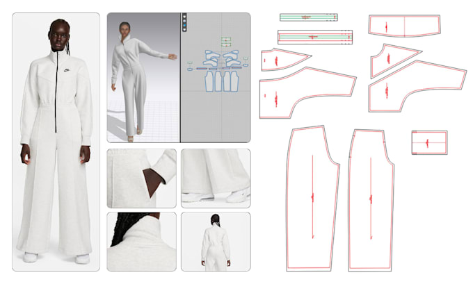 provide a digital sewing pattern, pattern grading, clo3d designs