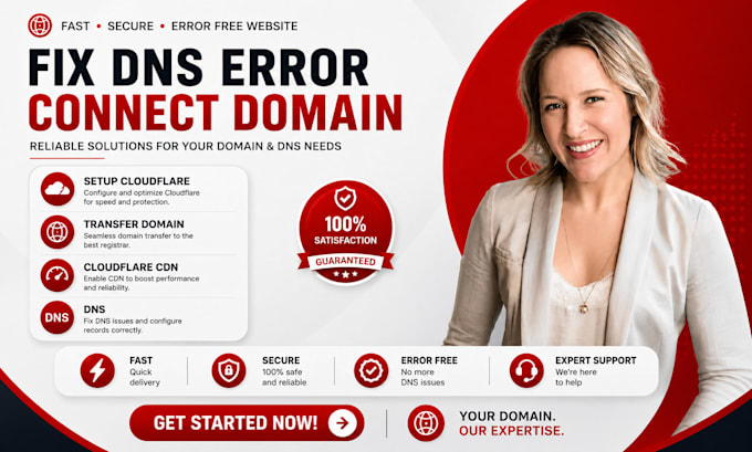 connect domain, fix dns issues, install SSL, and configure cloudflare CDN