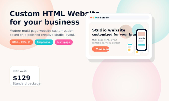 customize a modern HTML website for your business