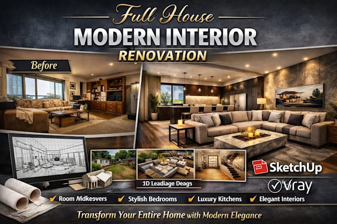 design modern interior space with 3d modeling and layout planning