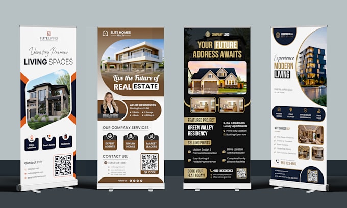 design modern real estate billboard, roll up banner and signage