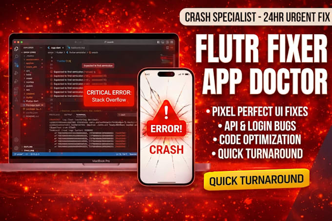 fix any flutter bug, UI issue, or error in 5 hours