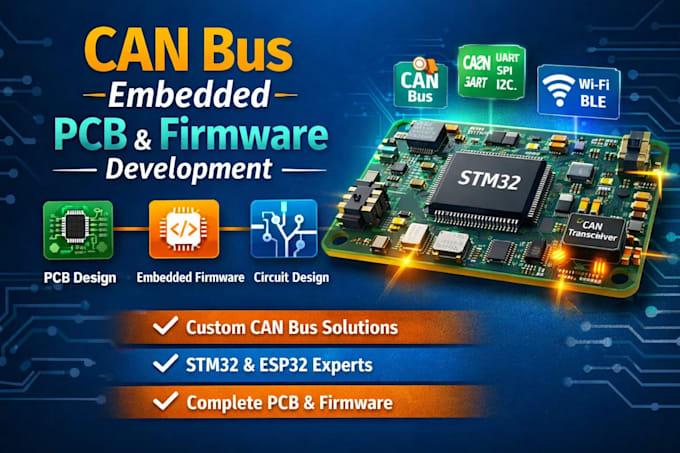 design embedded pcb and develop firmware for stm 32 esp 32
