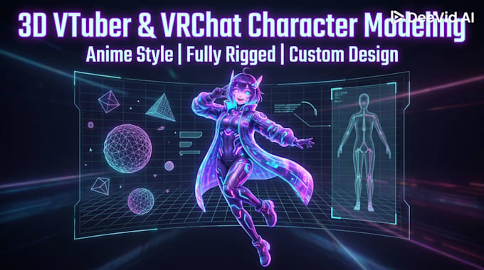 create 3d character models for vtuber, anime, 3d rigging, vroid or vrchat