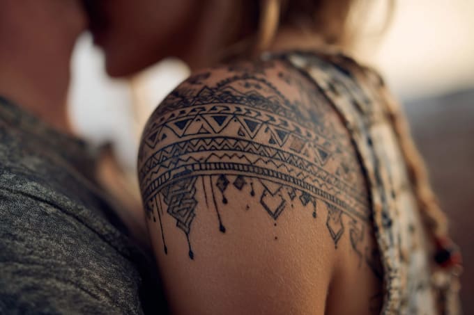 do a spiritual tribal tattoo art with custom pattern