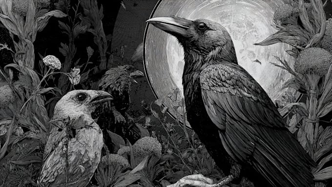 Draw black and white detailed dark art illustration by Jovanicheare ...