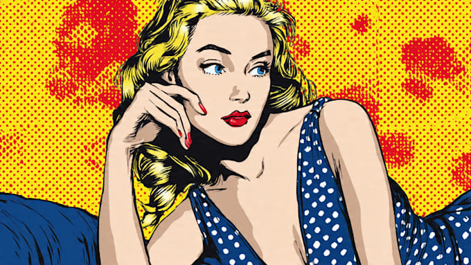draw a retro pop art roy lichtenstein style