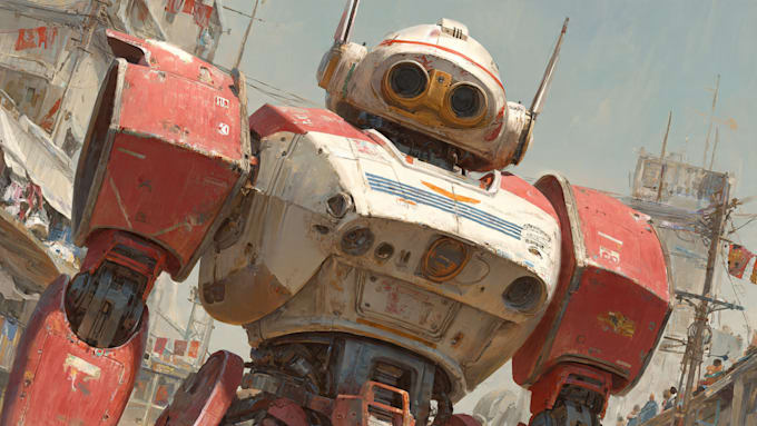 create retro mecha or scifi gundam art