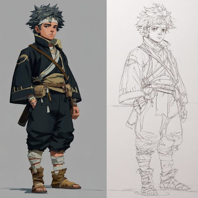 Make a character design and concept art in anime style by Samulbh | Fiverr