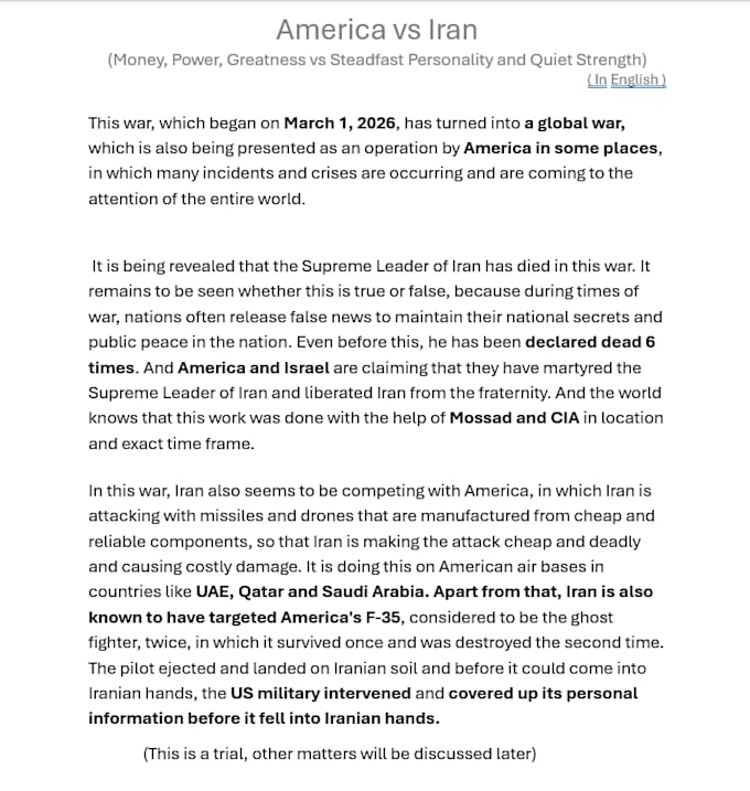 write professional content on geopolitics and international