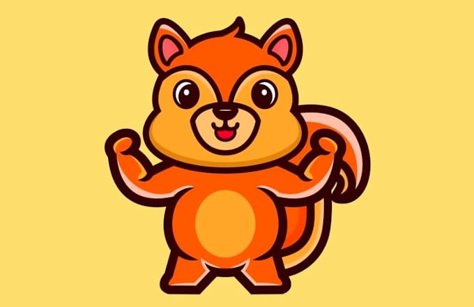 draw  wired squirrel mascot logo for commercial use