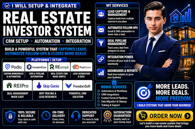 setup podio investorfuse resimpli propstream reipro skip genie freedomsoft