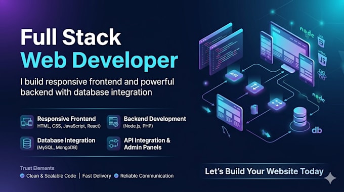 build responsive frontend and full stack web development with database
