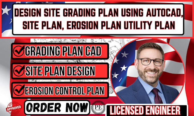 do site plan, grading plan, erosion control and utility design in autocad