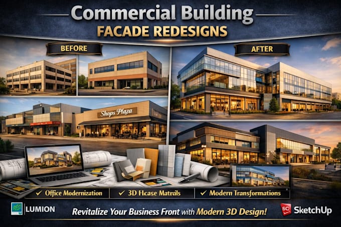 modernize building facade with 3d exterior visualization render