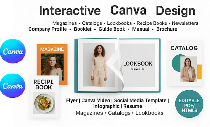 design canva ebook, templates, flyer, brochure, canva video, canva graphics