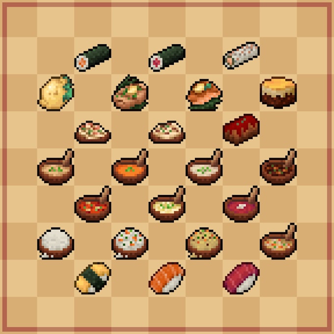 make 16x16 pixel art sprites for icons or items