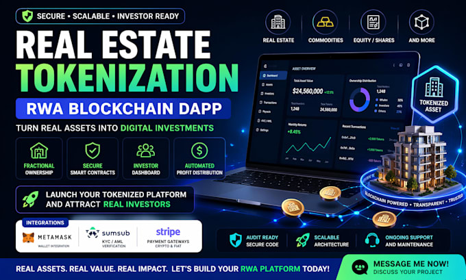 develop real estate tokenization, rwa blockchain dapp, real world asset dapp