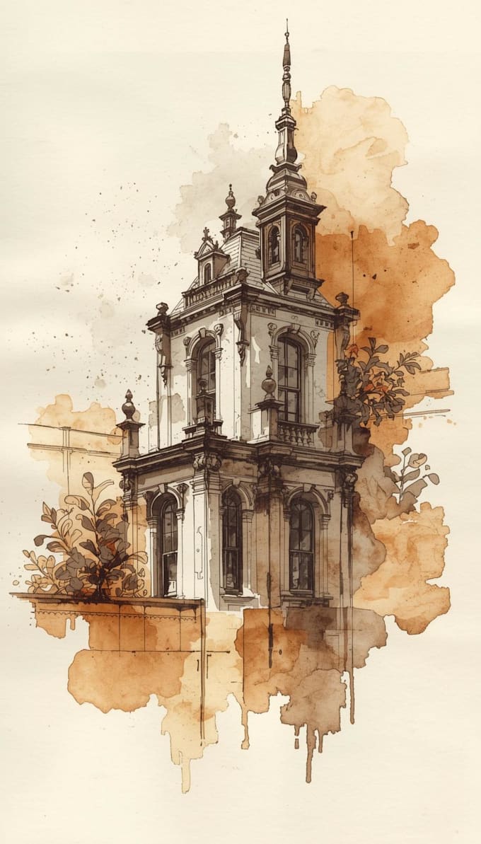draw watercolor wedding venue