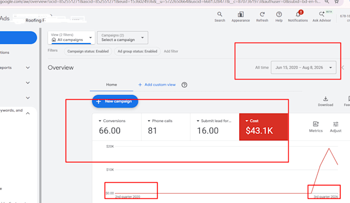 set up and optimize google ads PPC campaigns for roofing hvac auto detailing