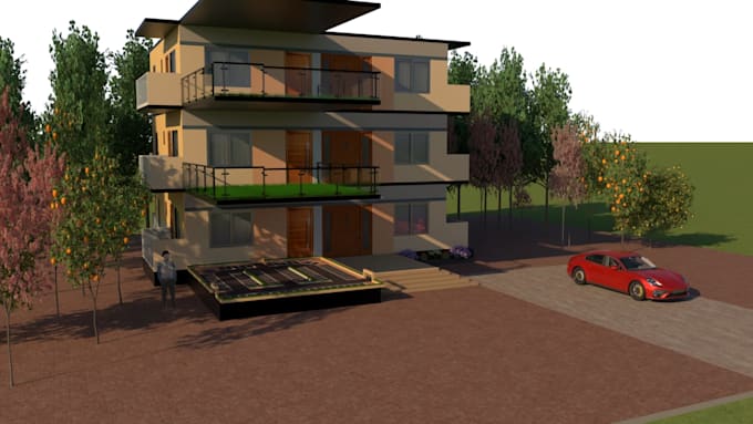create realistic 3d architectural exterior render