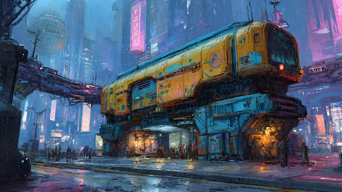 make environment, cyberpunk, sci fi art landscape design