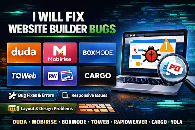 fix duda website builder bug issue boxmode mobirise toweb rapidweaver cargo yola
