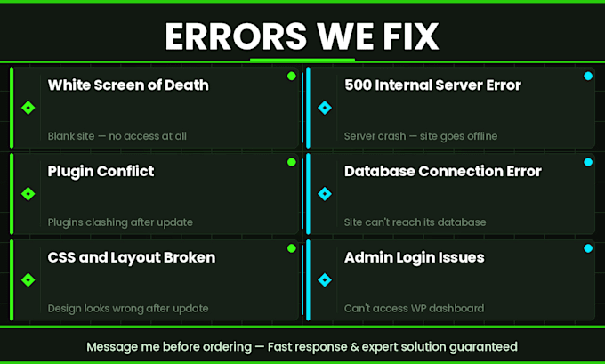 fix wordpress errors bugs and broken website