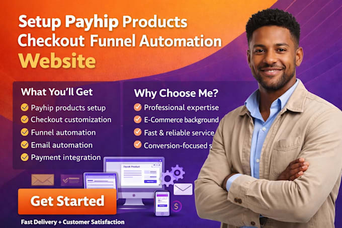 setup payhip products checkout and funnel automation professionally website