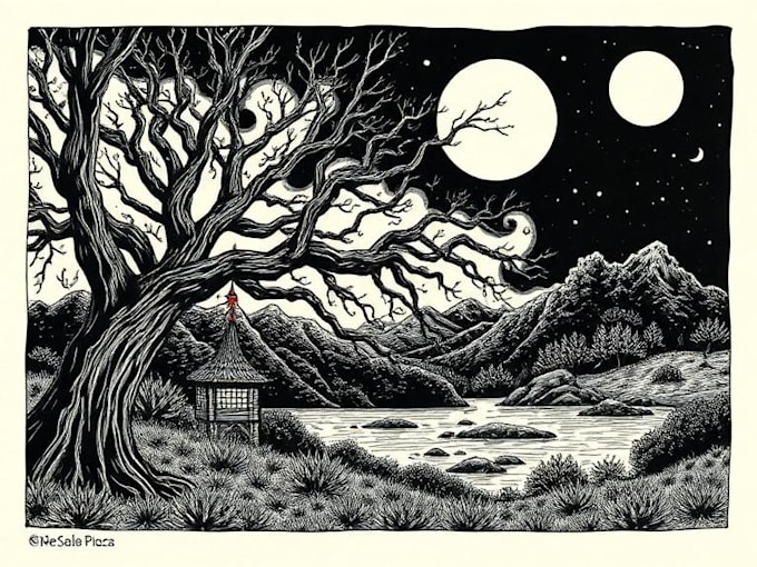 do linocut or woodcut illustrations