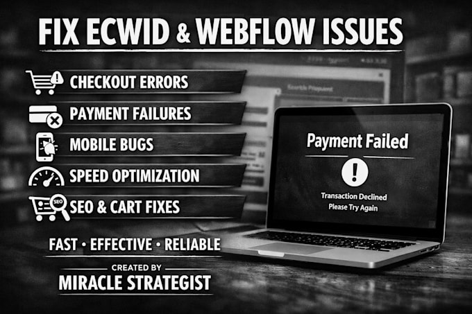 ecwid webflow checkout fix payment error mobile bug speed seo cart issue fix