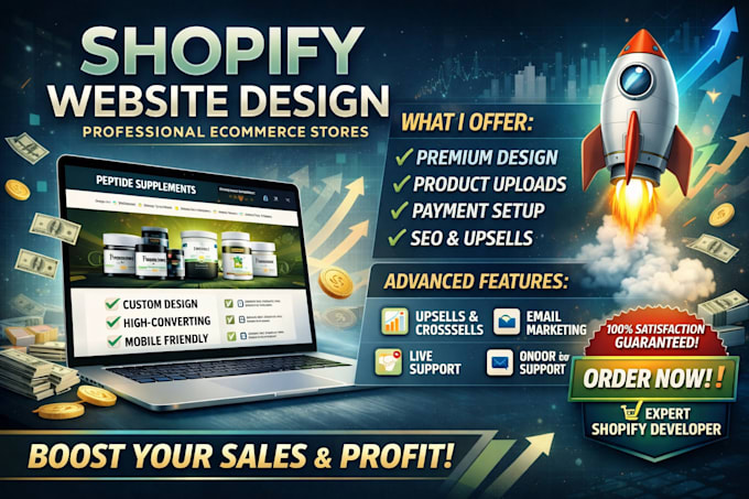 build peptide website shopify website design peptide store supplement website
