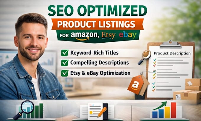 create SEO optimized product listings for amazon PPC, amazon, etsy, and ebay