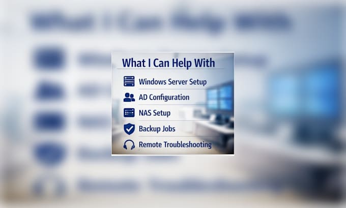 setup windows server, active directory nas and provide remote IT support