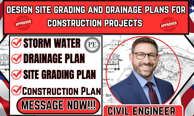 design professional site grading and drainage plans for construction project