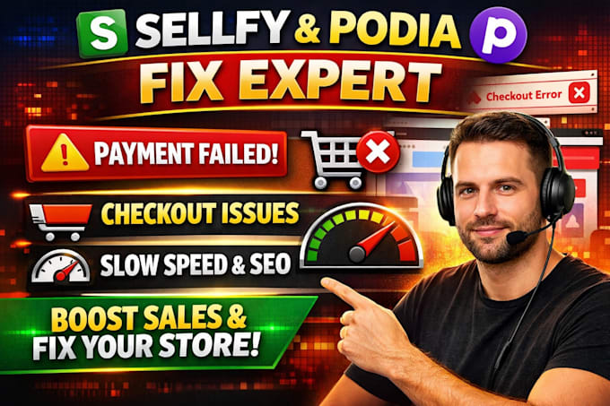sellfy podia checkout bug payment fail slow load mobile issue seo fix cart drop