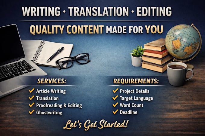 do english translation hand script copywritting article novel localization seo