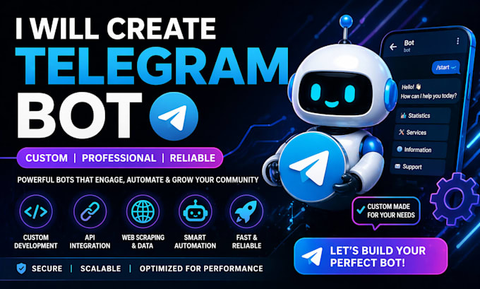 create custom telegram bot with API integration and automation