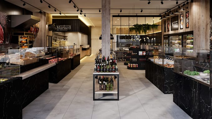 create realistic 3d retail store interior and shop rendering