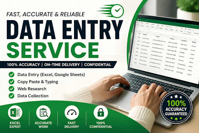 do accurate data entry, web research, excel, and google maps