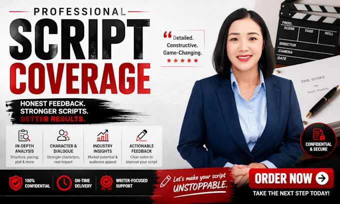 provide detailed script coverage notes, analysis for TV pilot or film screenplay