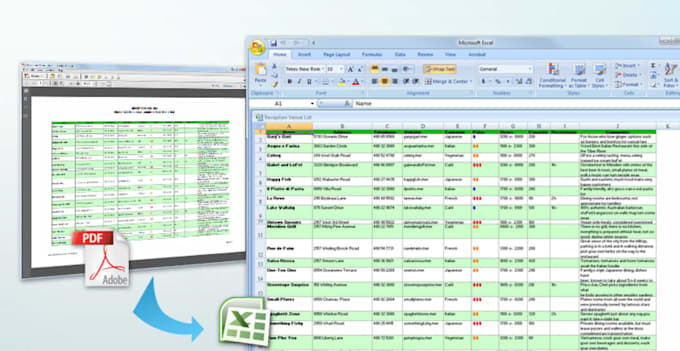 convert PDF to excel, PDF to spreadsheet, data entry and formatting