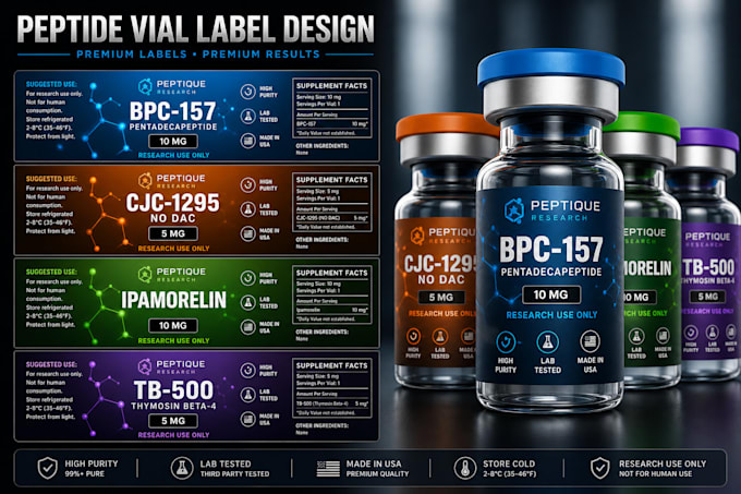 create peptide label design 3d vial mockup peptide label supplement labels cbd