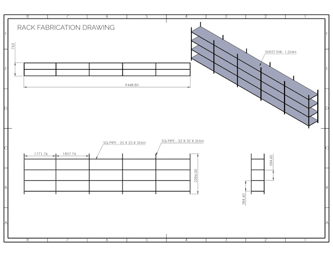 design industrial rack with 3d and drawings