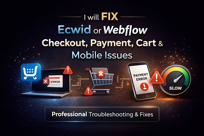 ecwid webflow checkout fix payment error mobile bug SEO speed cart fix